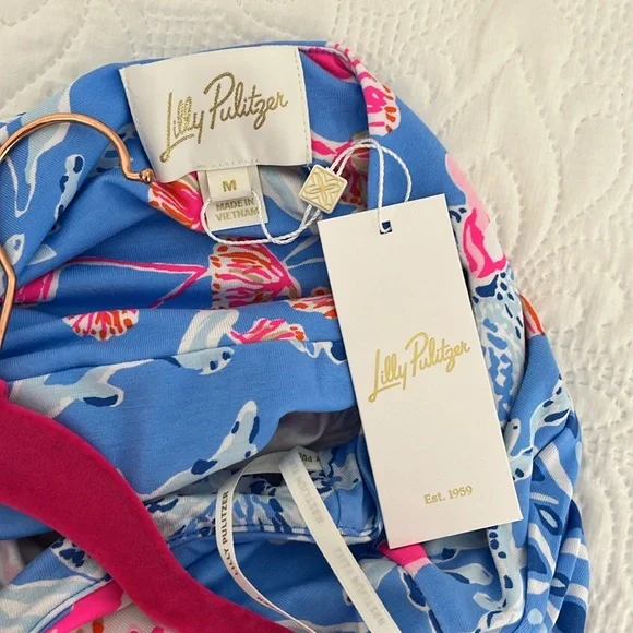Lilly Pulitzer Helina One Shoulder Midi Blue Dress in Bahamian Rhapsody Swim, M. - Picture 10 of 14
